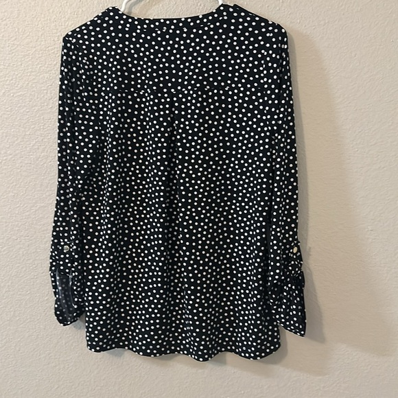 Anne Klein Women’s L Black/White Polka Dot Blouse - Picture 6 of 7